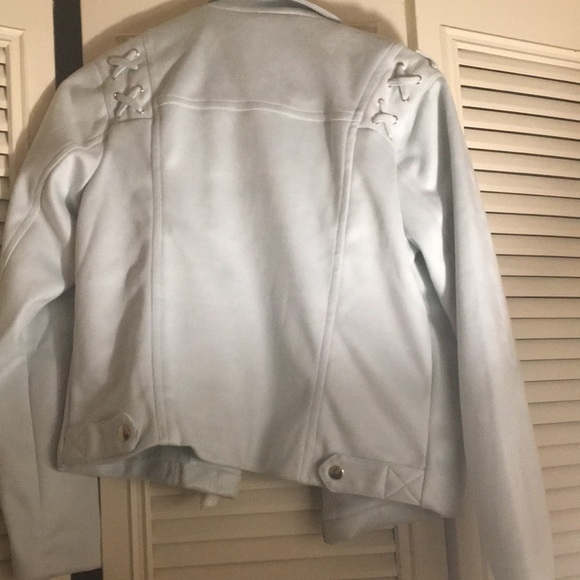 Curations new  faux suede powder blue moto jacket - Picture 2 of 4